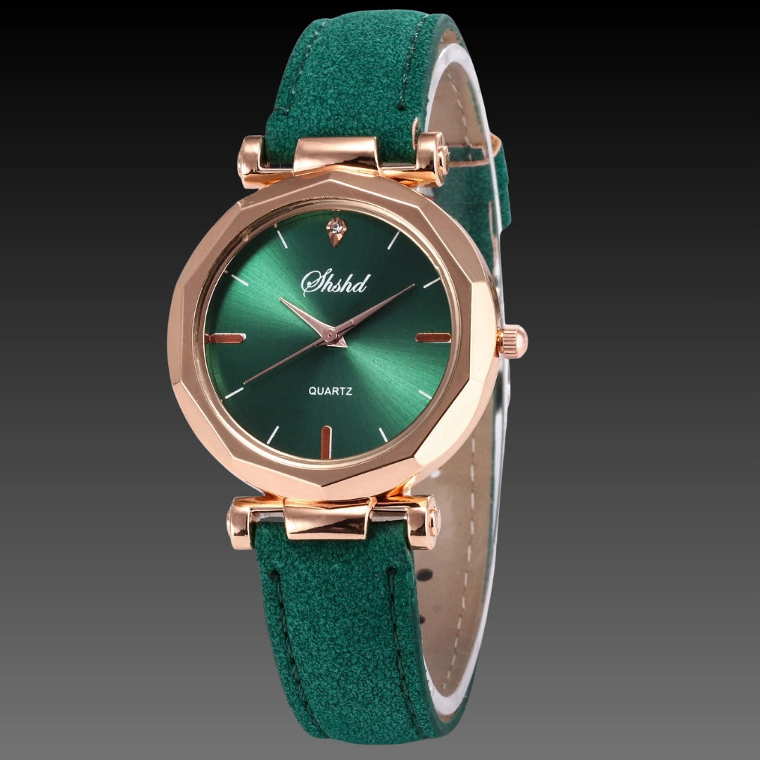 Viral Prism Glass Watch: 30mm Diamond-Cut Face | Frosted Matte Strap | Rose Gold Accents