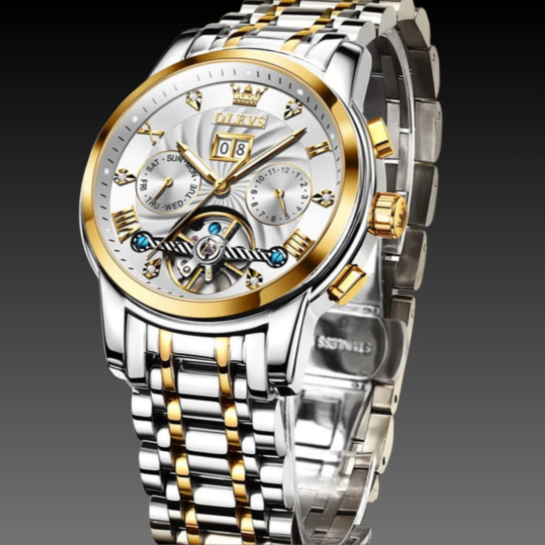 Men's Multifunction Automatic Watch – 41mm x 13mm Steel Business Timepiece