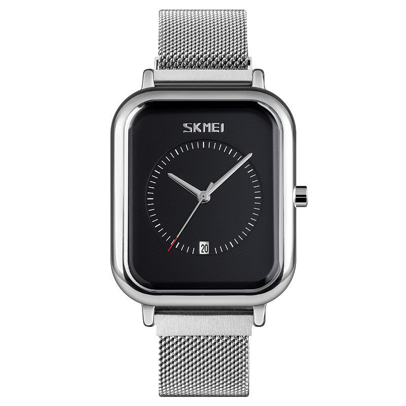 Men's Square Business Quartz Watch | 11mm Mesh-Strap Calendar