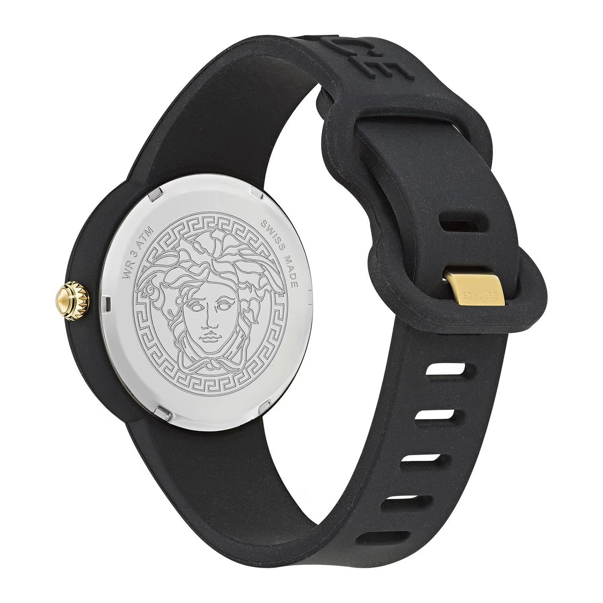 Versace Medusa Pop Swiss Quartz Black Silicone Watch, 39mm