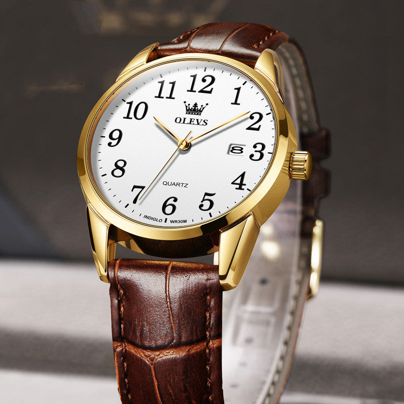Men's 39mm Minimalist Leather Quartz Watch | 9mm Ultra-Slim