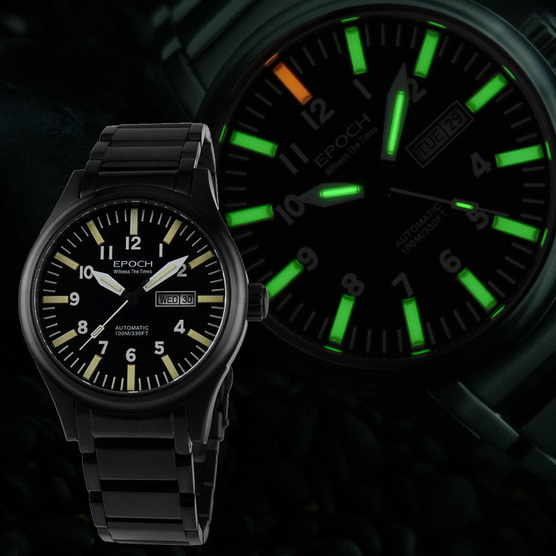 Men's 43mm Automatic Mechanical Watch | Rainbow Light Tube | Steel Case
