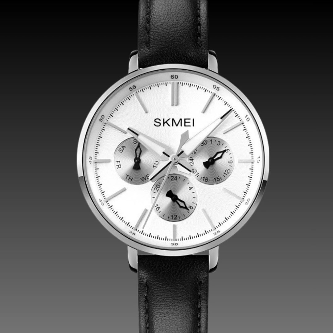 Fashion Six-pin Genuine Leather Women's Retro Round Quartz Watch