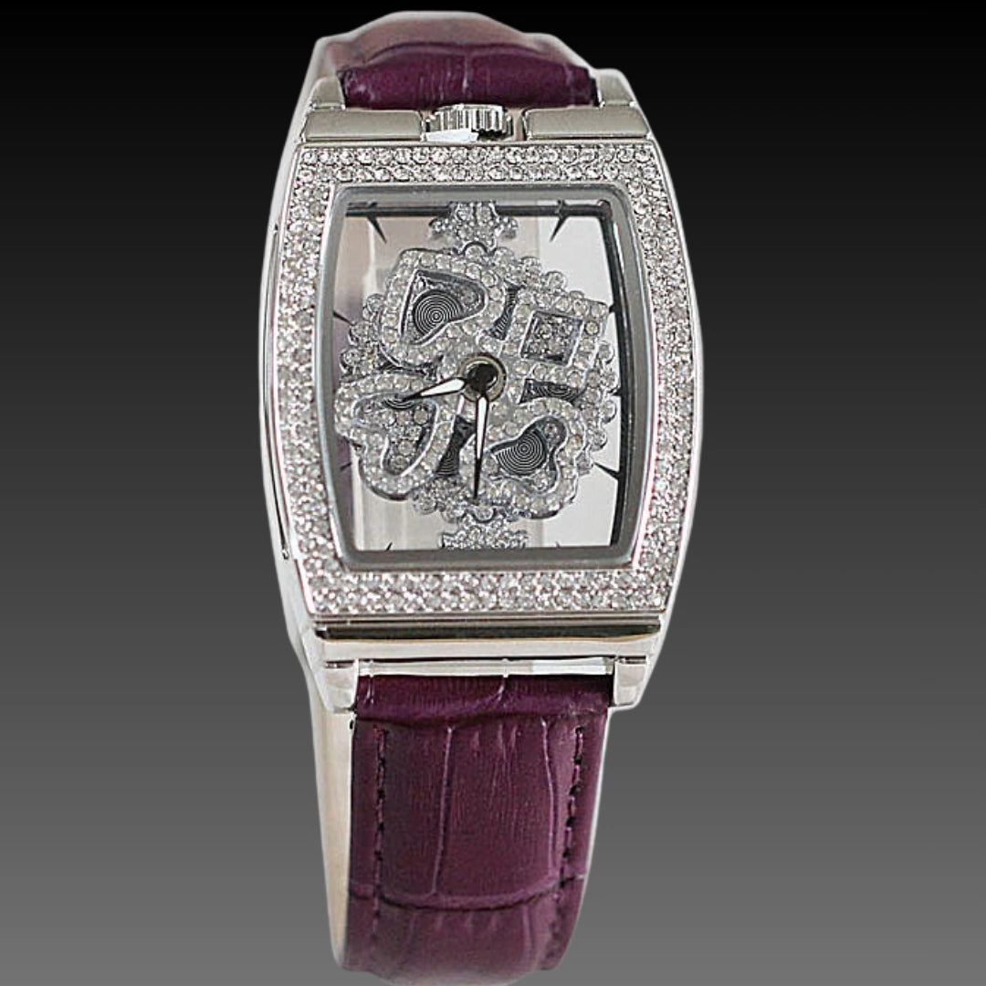 Floral Diamond Ladies Watch: 33mm Relief Dial | Crystal Indices | Magnetic & Leather Options