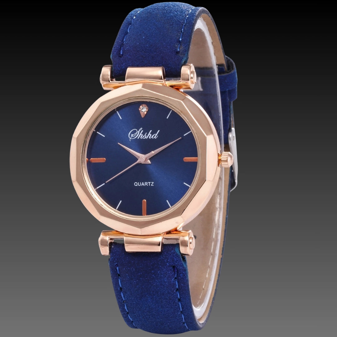 Viral Prism Glass Watch: 30mm Diamond-Cut Face | Frosted Matte Strap | Rose Gold Accents