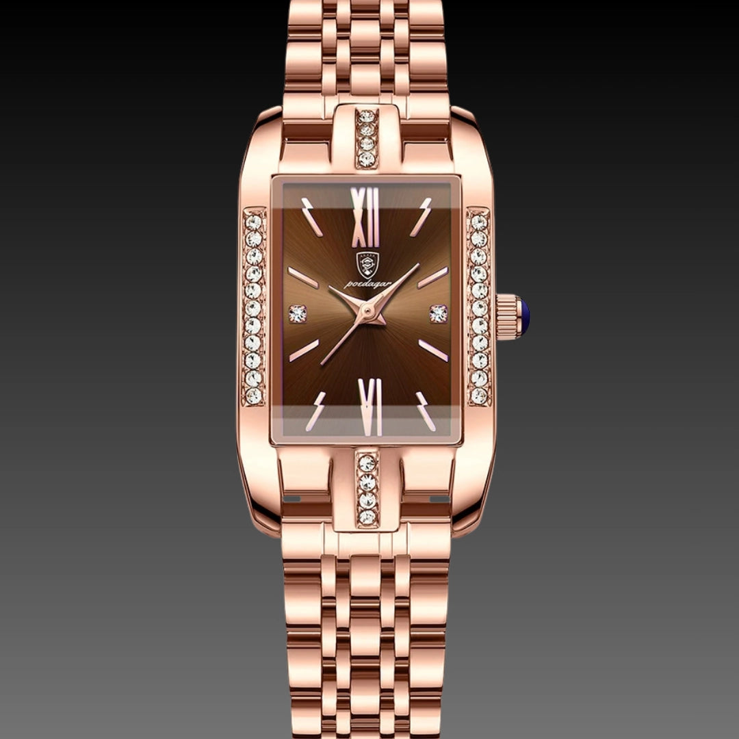 Luxury Waterproof Ladies Quartz Watch: 30mm Rectangular Dial | 6mm Ultra-Slim | 50M Water Resistant