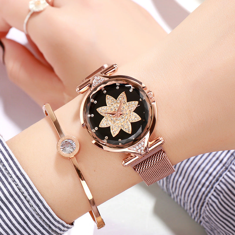 Magnetic "Lazy" Mesh Watch: 37mm Starry Dial | Effortless Magnetic Clasp | Korean Style