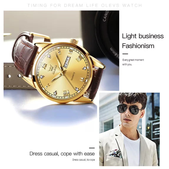 OLEVS Watches for Men Minimalist Ultra Thin Fashion Casual Analog Quartz Date Watch Waterproof Slim Simple Big Face Dress Mens Wrist Watches with Retro Leather Band for Men Reloj para Hombre
