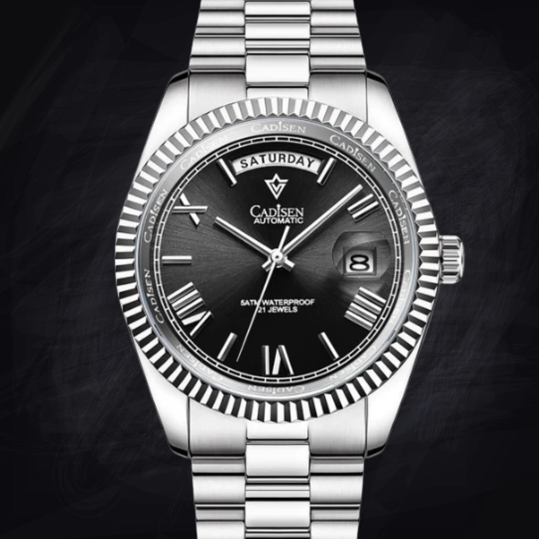 Stainless Steel Shell Automatic Mechanical Men's Sapphire Calendar Watch