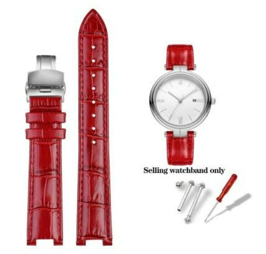 Comfortable Flat Interface Slub Pattern Watch Accessories Leather Strap