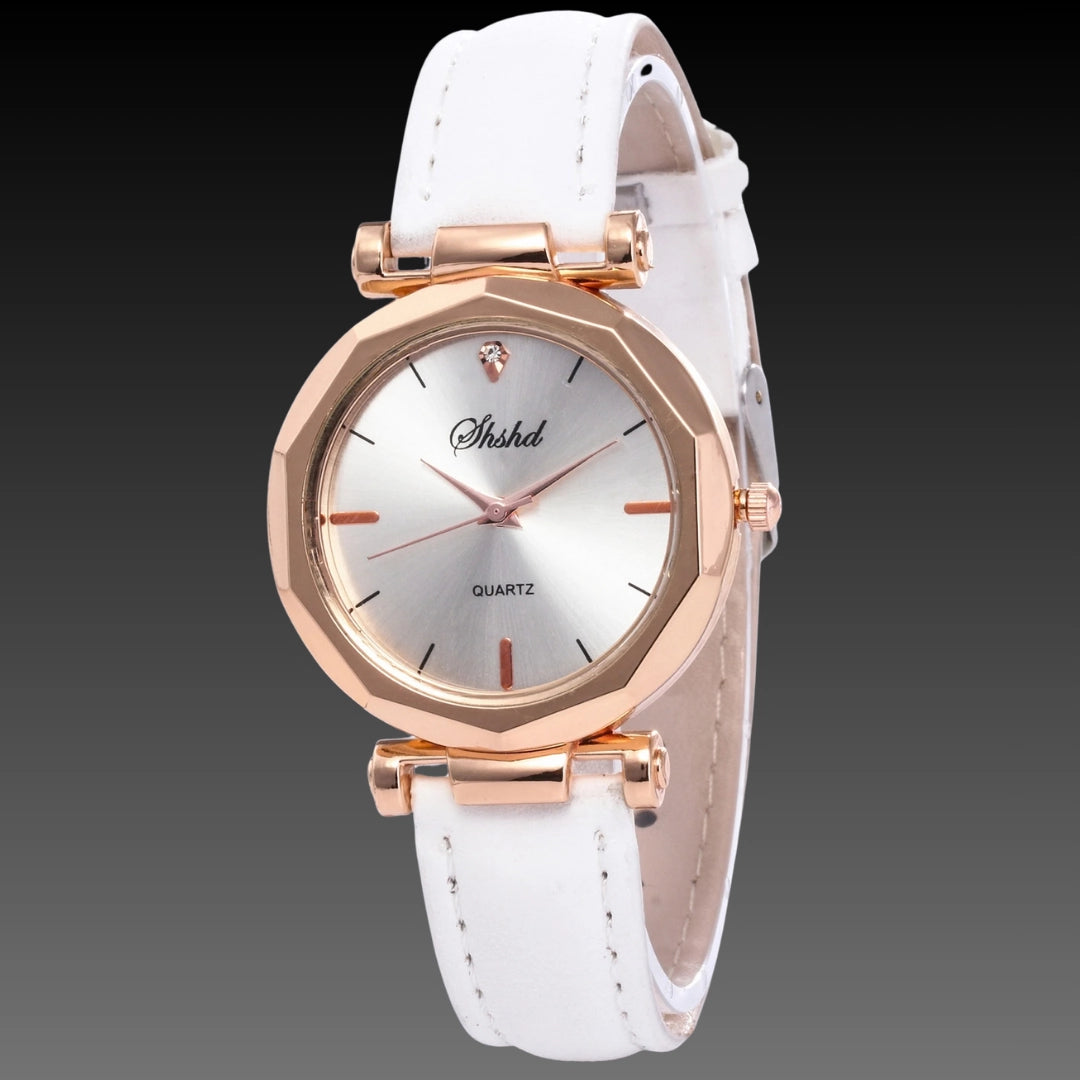 Viral Prism Glass Watch: 30mm Diamond-Cut Face | Frosted Matte Strap | Rose Gold Accents