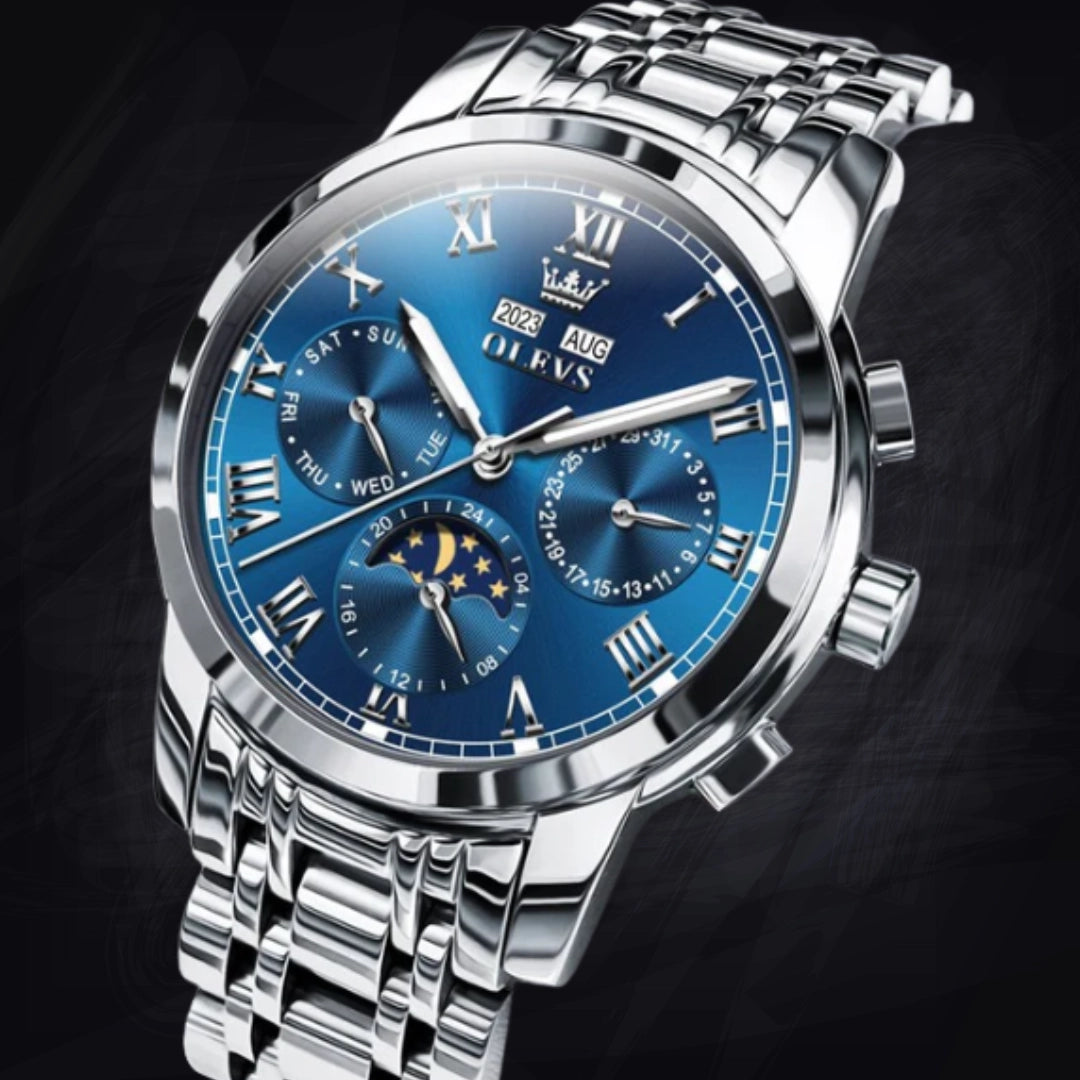 Men's Moon Phase Automatic Watch – 42mm Open Heart Dial with 11mm Slim Steel Case