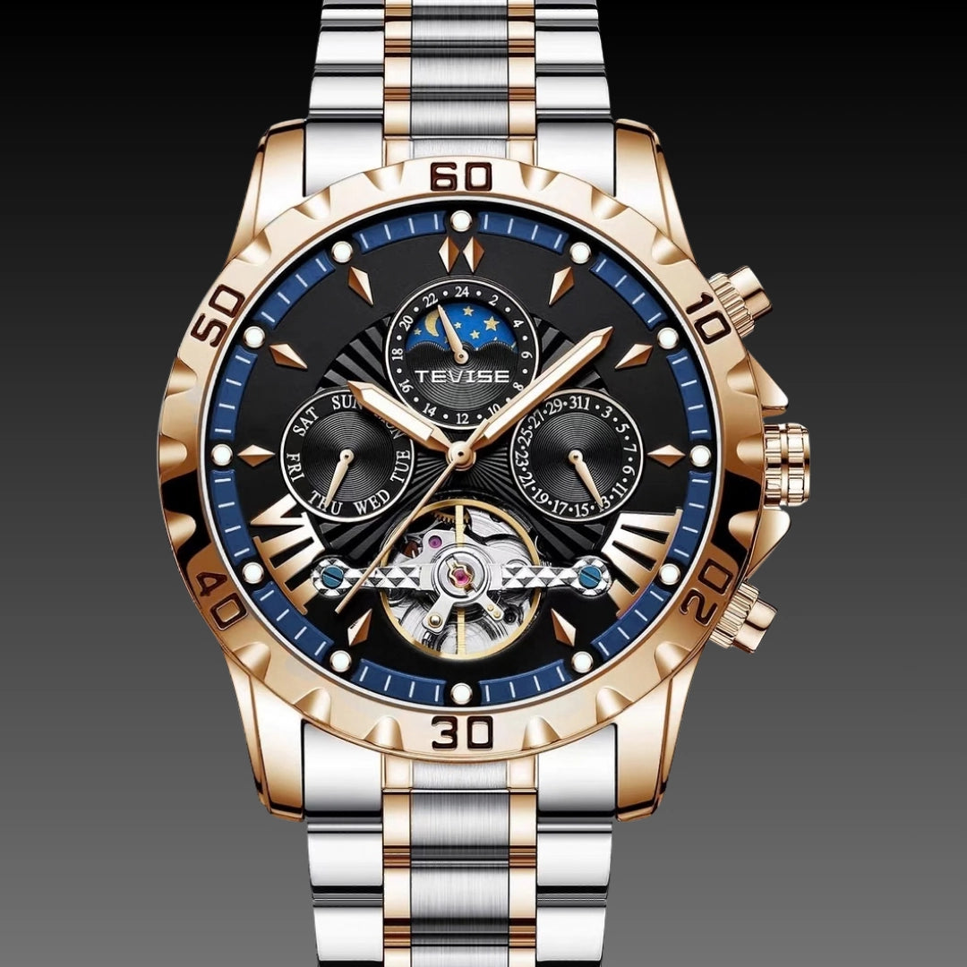 Fashion Business Men's Waterproof Tourbillon Steel Belt Mechanical Watch