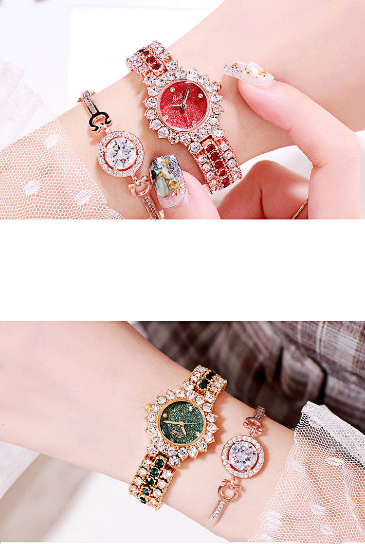 Vintage Malachite Square Watch: Green Stone Texture Dial | Gold-Tone Case | Leather Strap