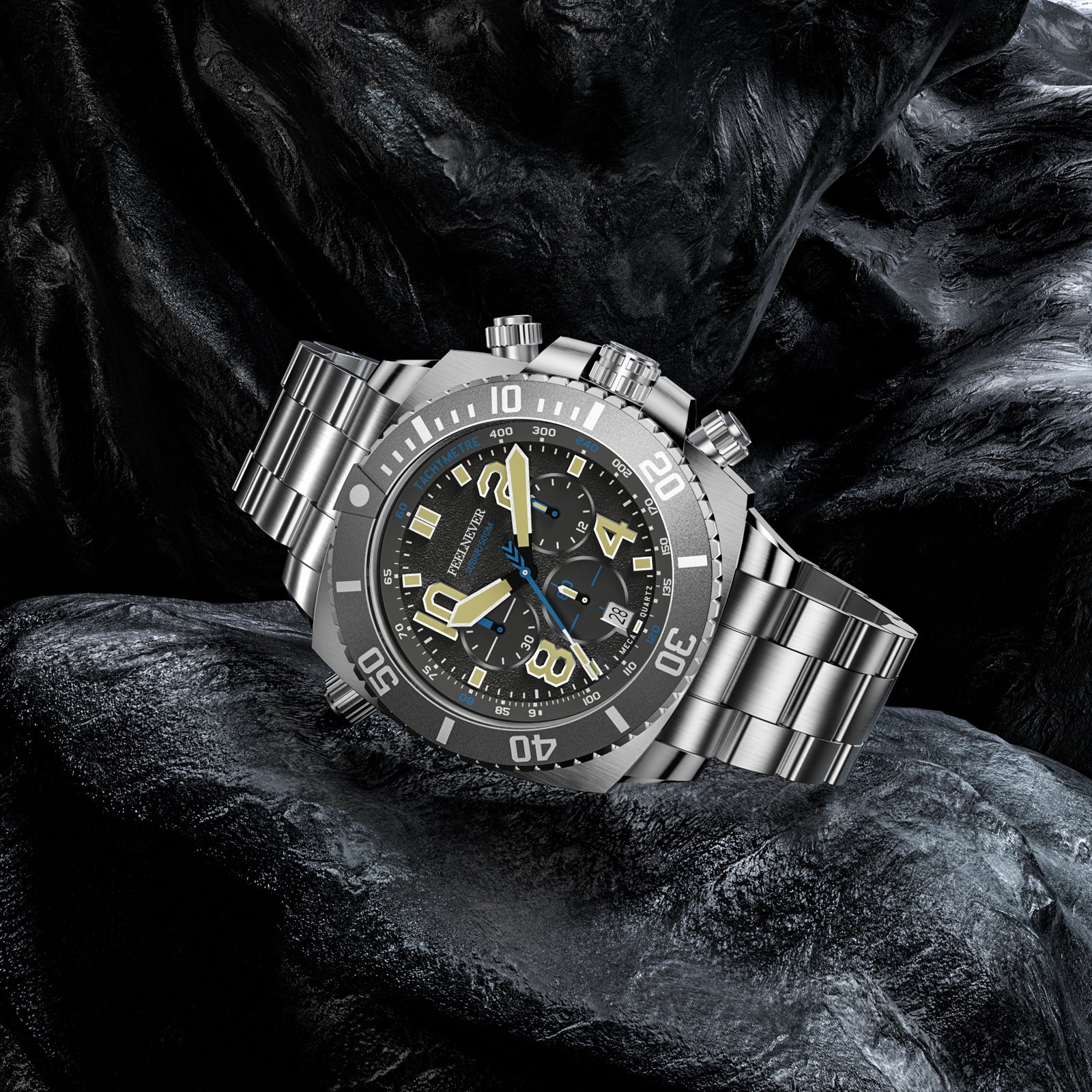 Men's 48mm "Deep Dive" Chronograph: 500M Waterproof | Meca-Quartz | Sapphire