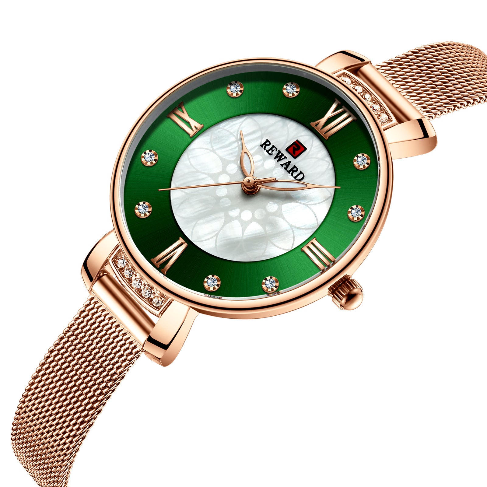 Milanese Mesh Ladies Watch: 33mm Textured Dial | Slim 10mm Steel Strap | Roman Numerals