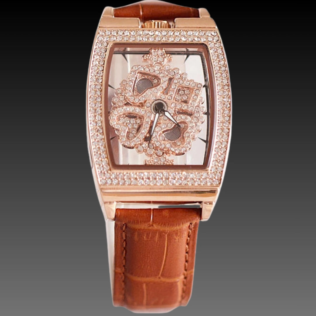 Floral Diamond Ladies Watch: 33mm Relief Dial | Crystal Indices | Magnetic & Leather Options