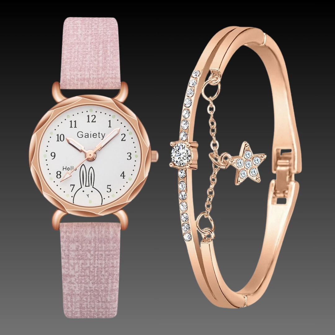 Korean Simple Student Watch – Ladies Quartz Roman Numeral Canvas Strap (Bracelet Set Available)
