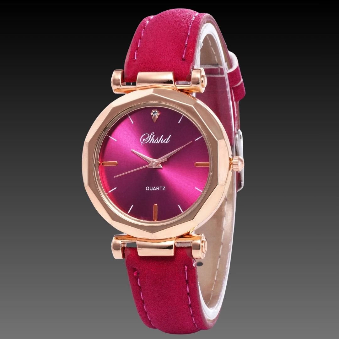 Viral Prism Glass Watch: 30mm Diamond-Cut Face | Frosted Matte Strap | Rose Gold Accents