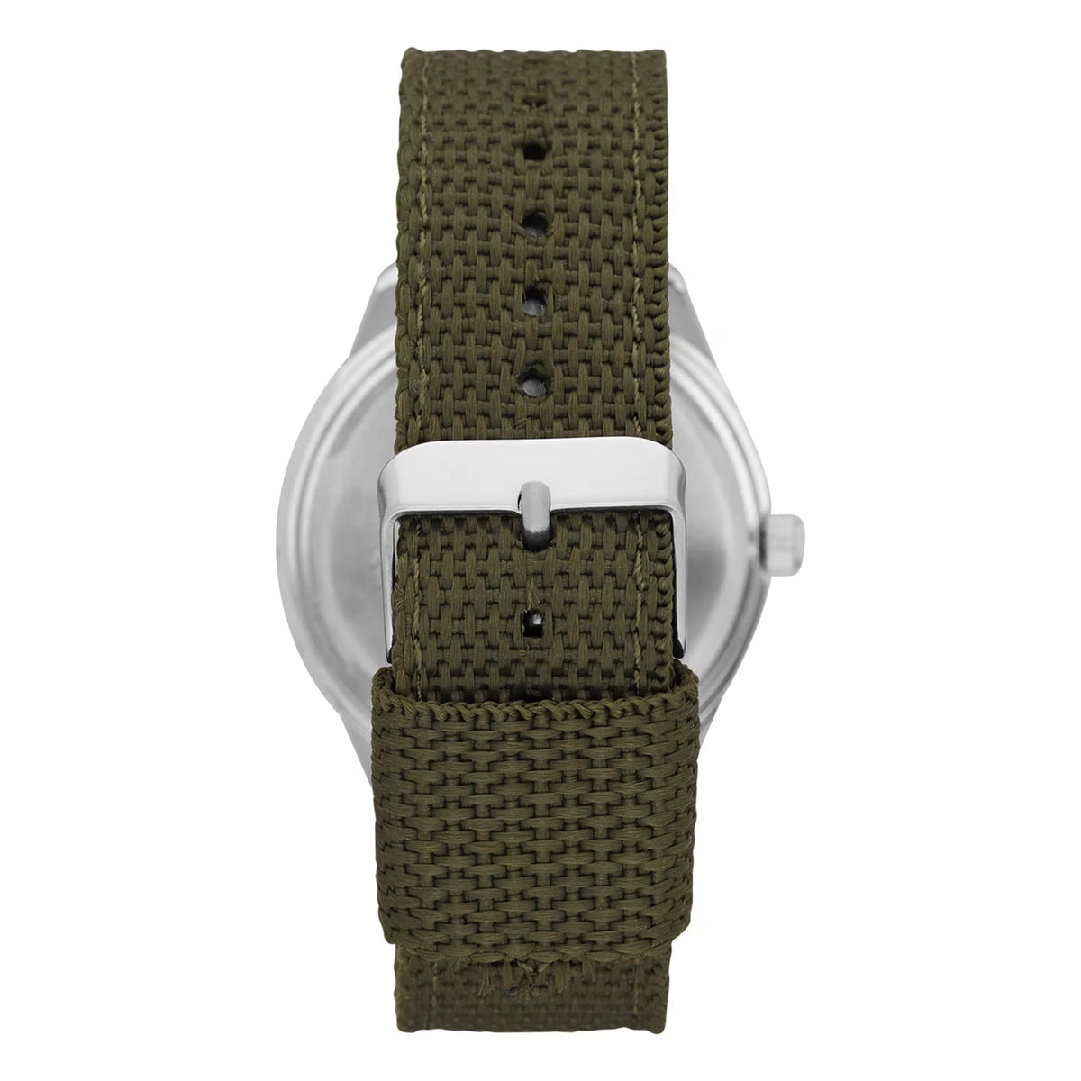 GEORGE Men's Watch: Silvertone Case, White Easy Read Dial, Olive Green Nylon Strap (FMDOGE006)