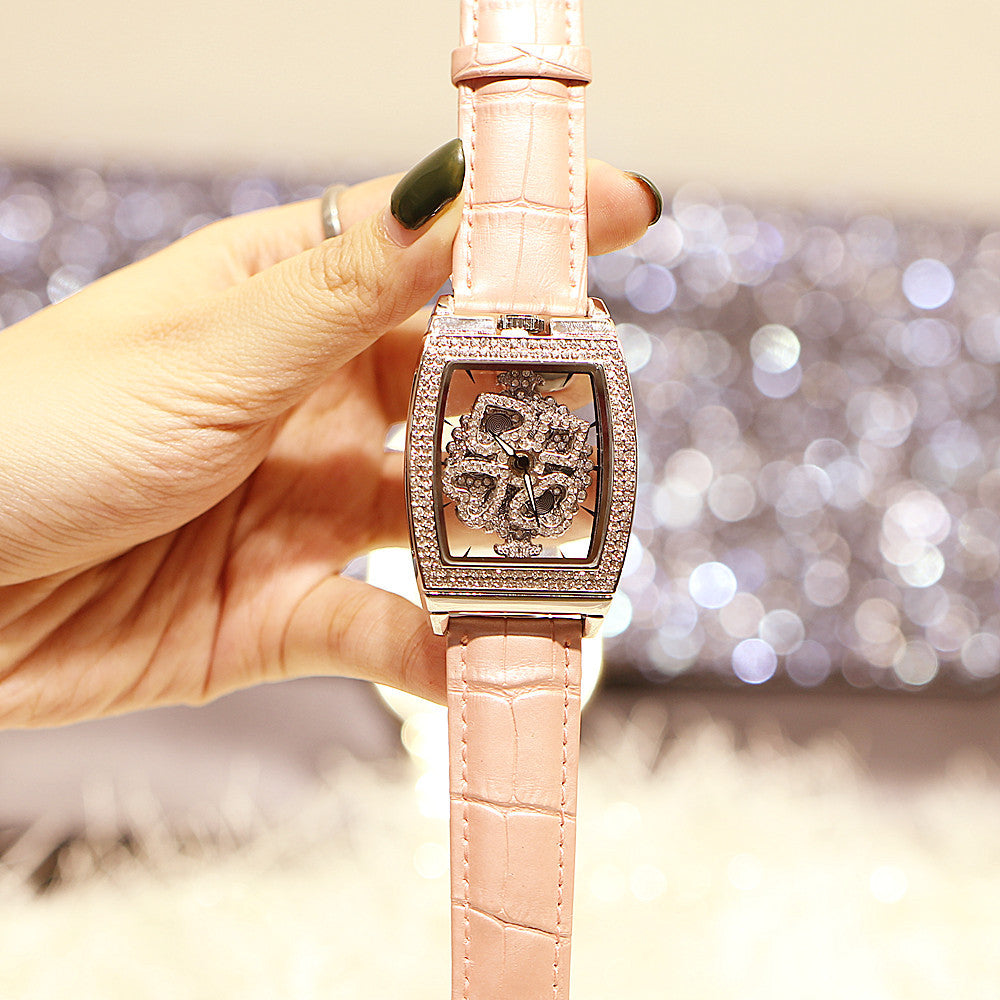 Floral Diamond Ladies Watch: 33mm Relief Dial | Crystal Indices | Magnetic & Leather Options