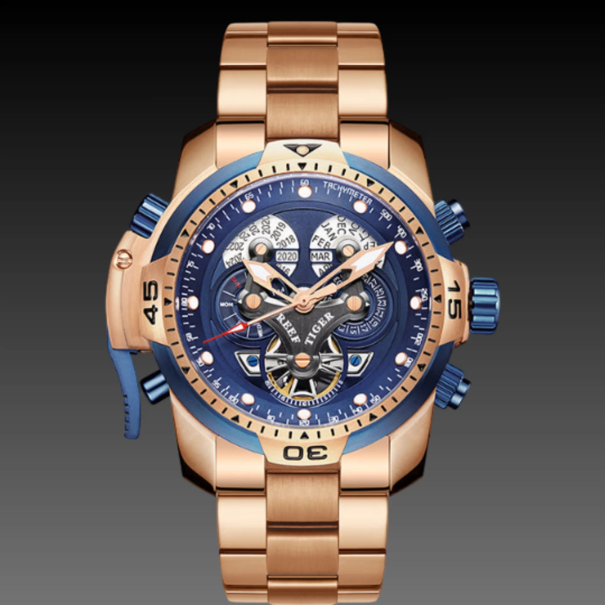 Men's Avant-Garde Skeleton Watch | 45mm Tonneau Geometric Case | Industrial Sport Luxury