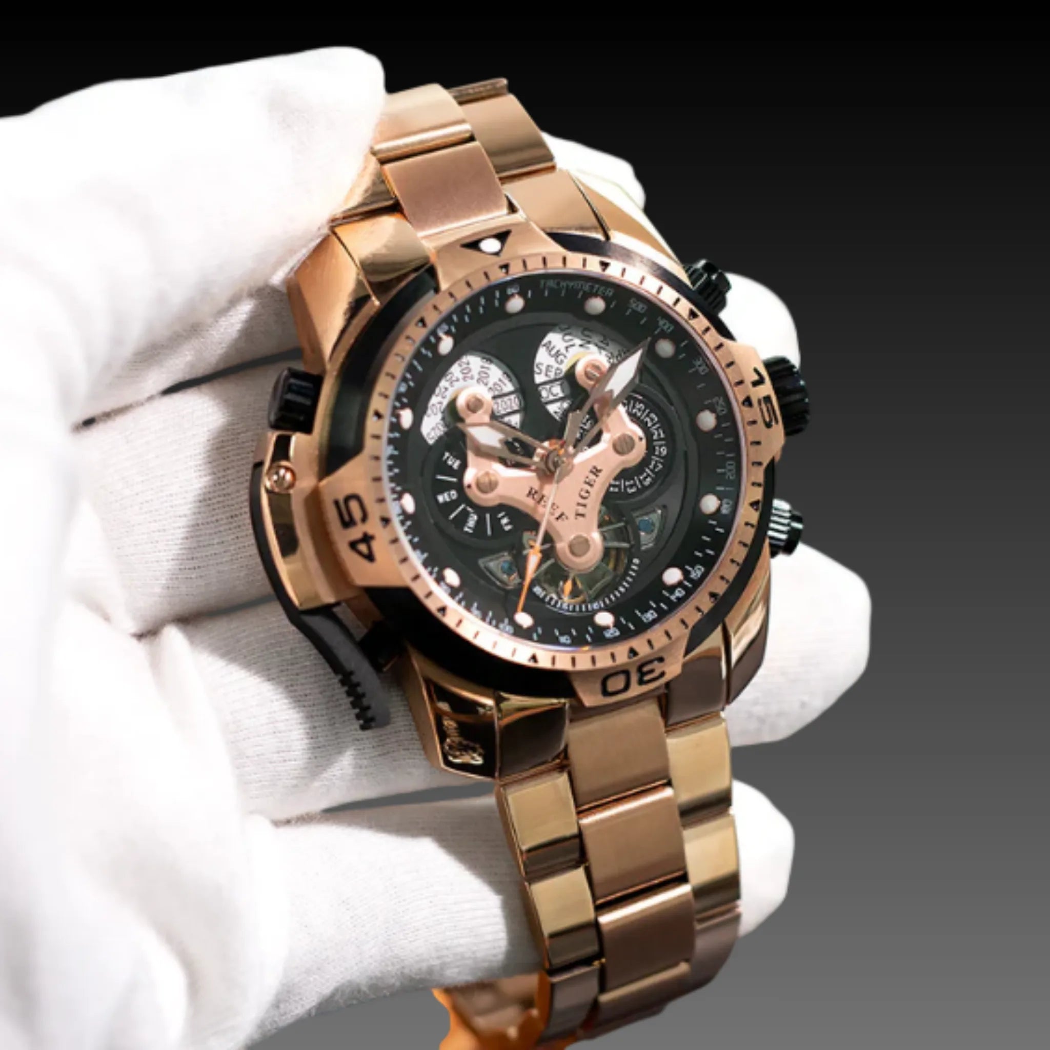 Men's Avant-Garde Skeleton Watch | 45mm Tonneau Geometric Case | Industrial Sport Luxury