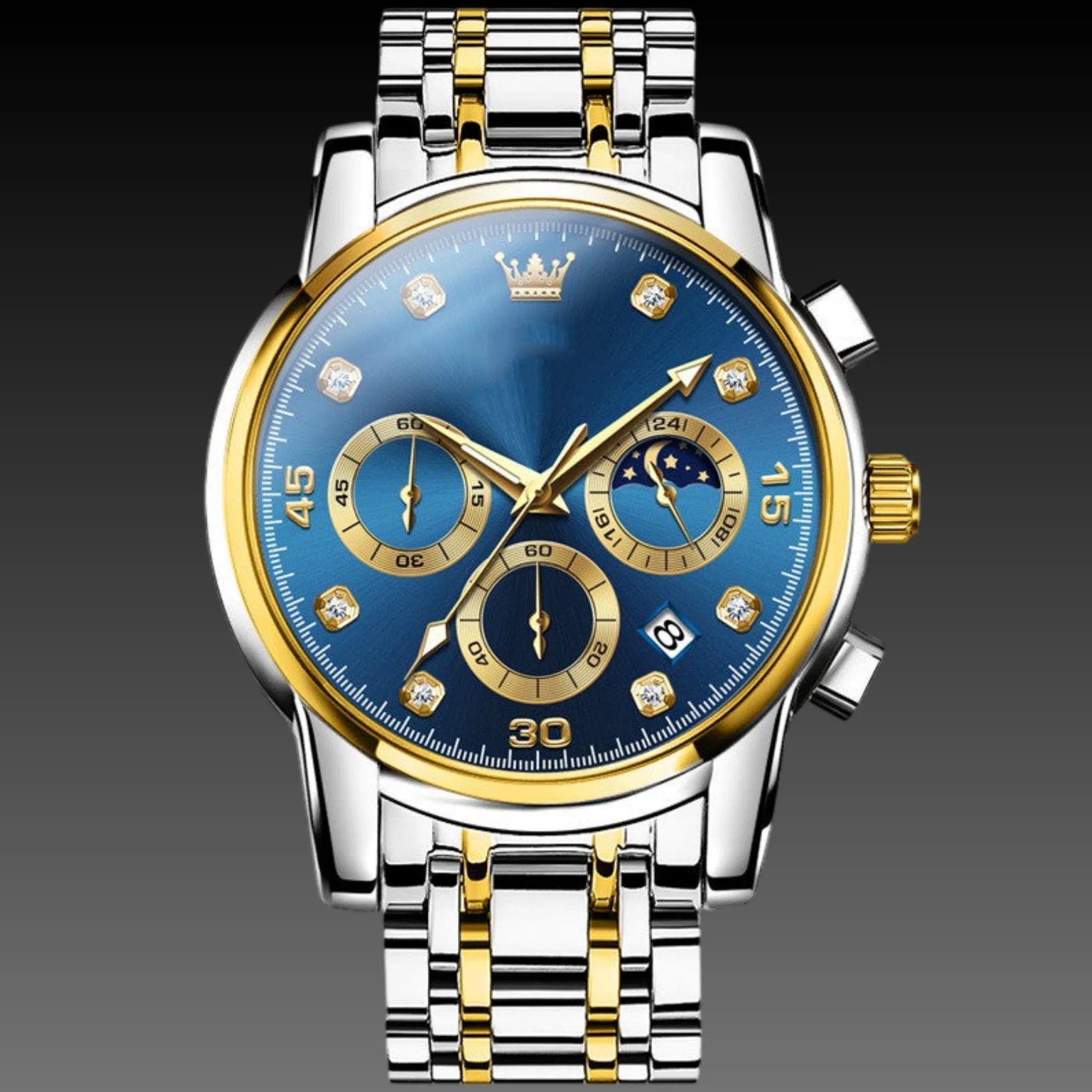 Men's Luxury Heavyweight Steel Watch | Two-Tone Business Quartz | Chronograph Style