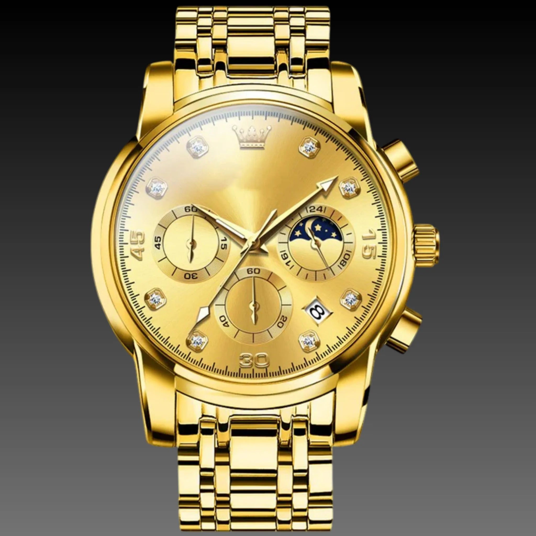 Men's 122g Heavyweight Luxury Watch: Two-Tone Steel | Business Date