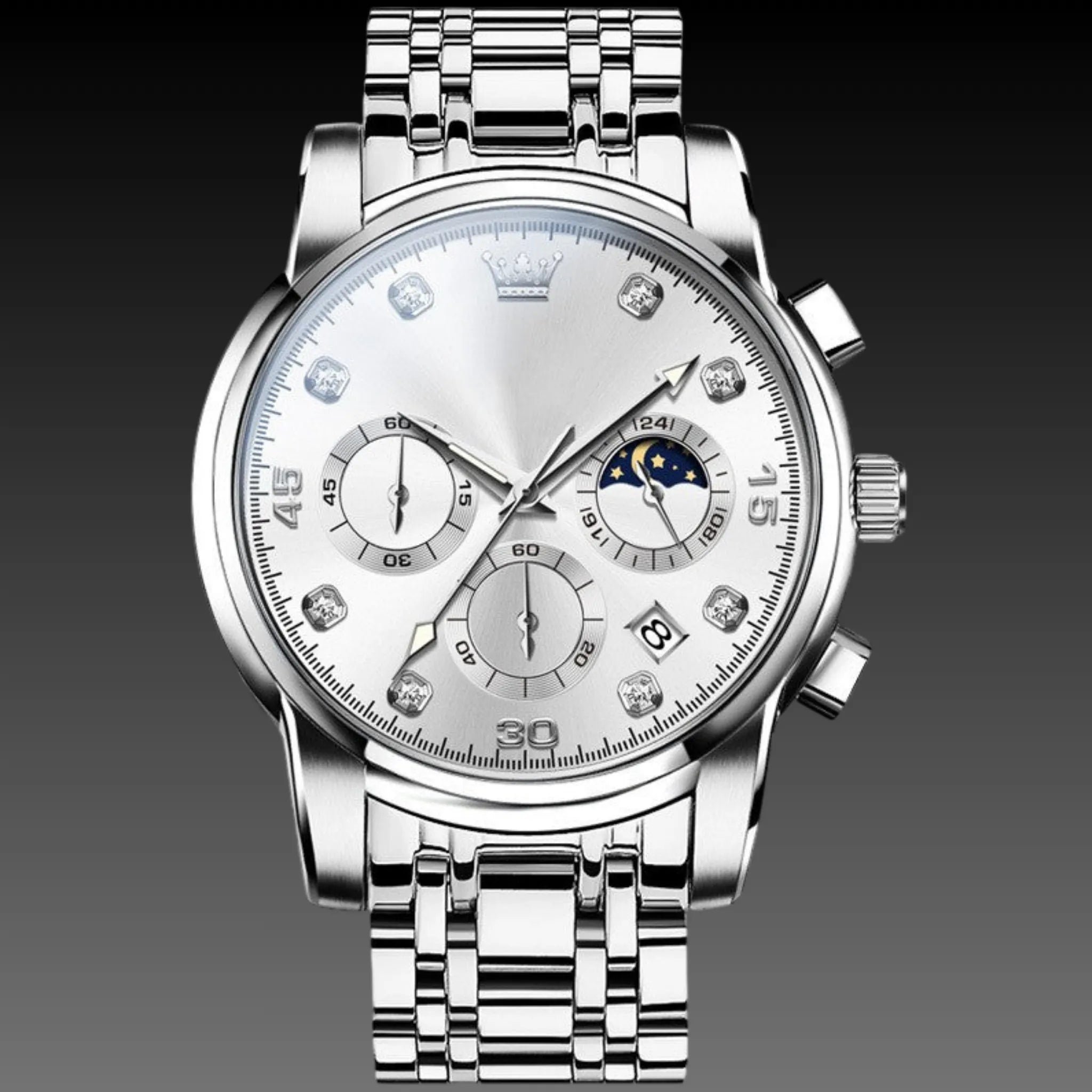 Men's 122g Heavyweight Luxury Watch: Two-Tone Steel | Business Date