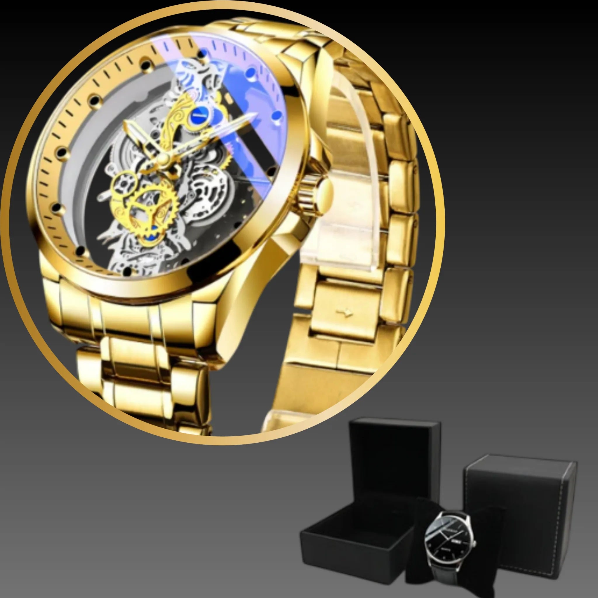 Men's 40mm Skeleton Quartz Watch: Seagull 520 Movement | Hollow Dial | Luminous