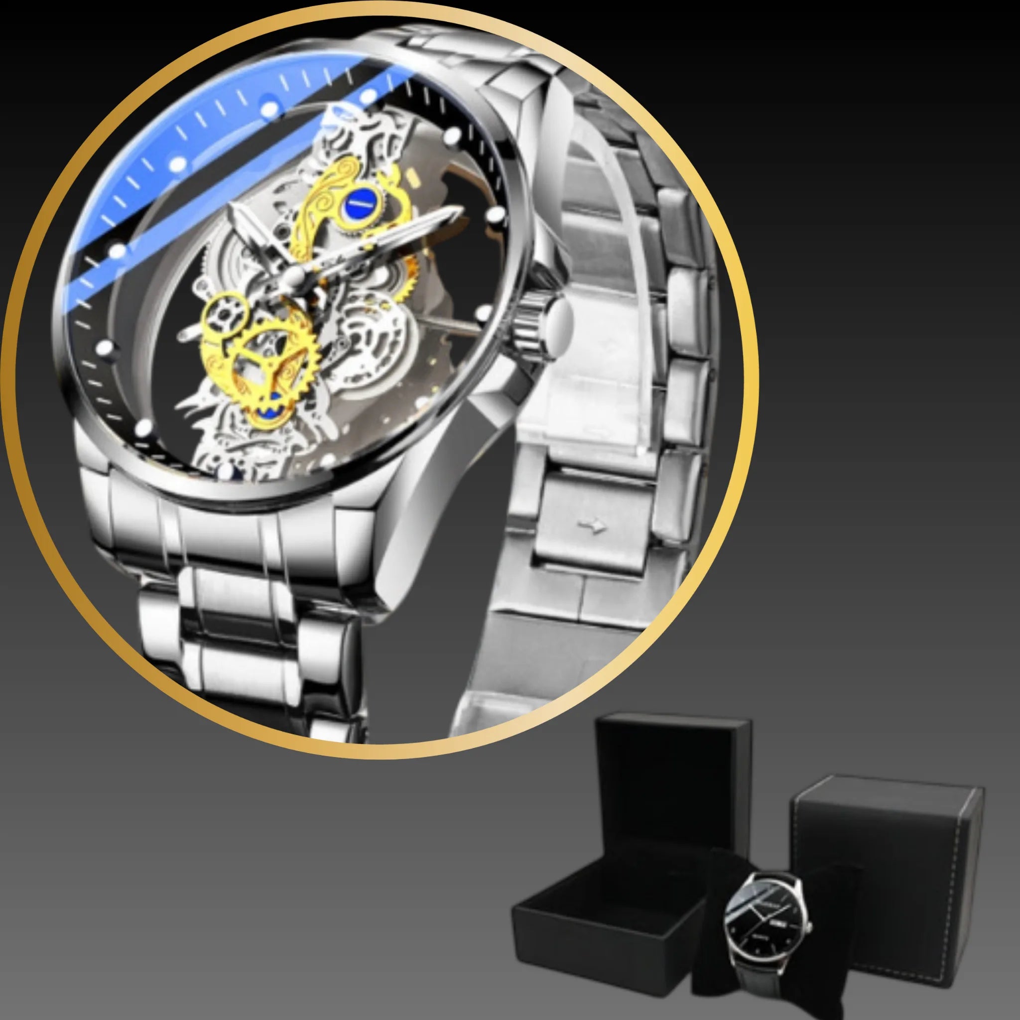 Men Watch Skeleton Automatic Quartz Watch Gold Skeleton Vintage Man Watch Mens Watches Top Brand Luxury