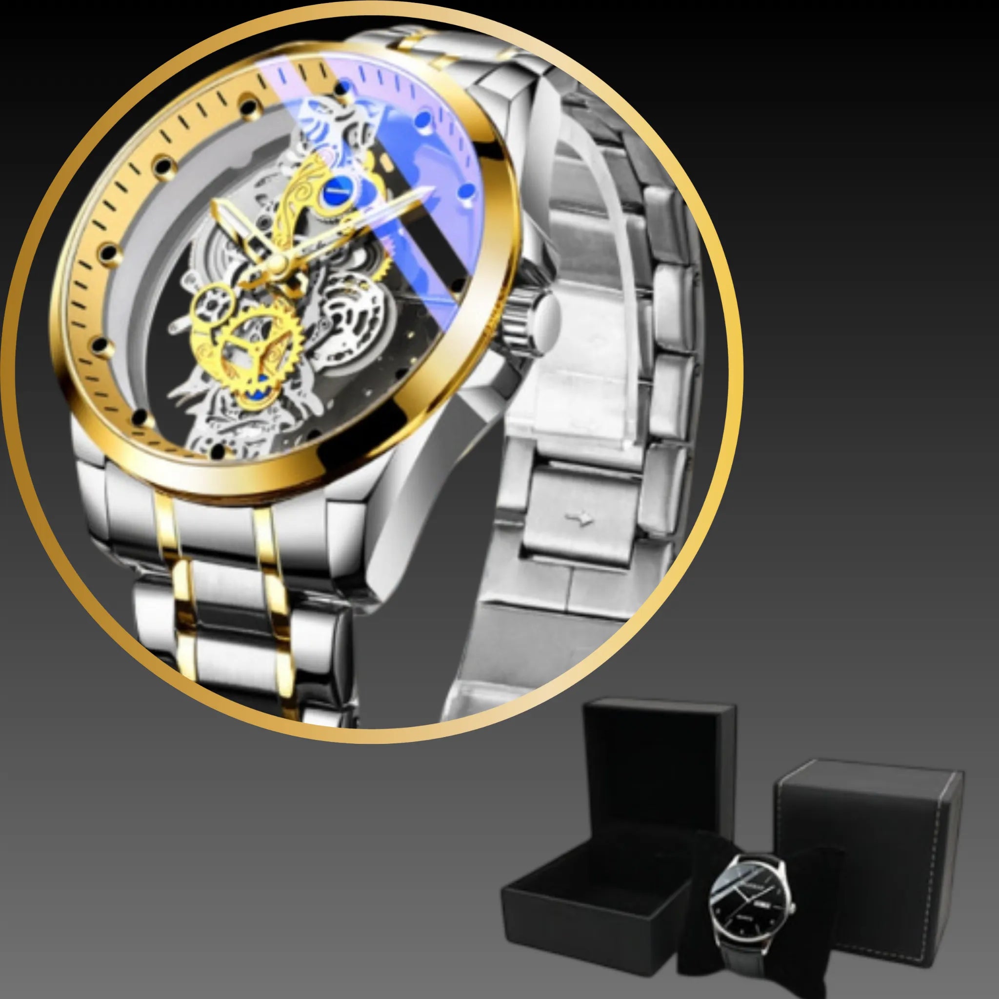 Men's 40mm Skeleton Quartz Watch: Seagull 520 Movement | Hollow Dial | Luminous