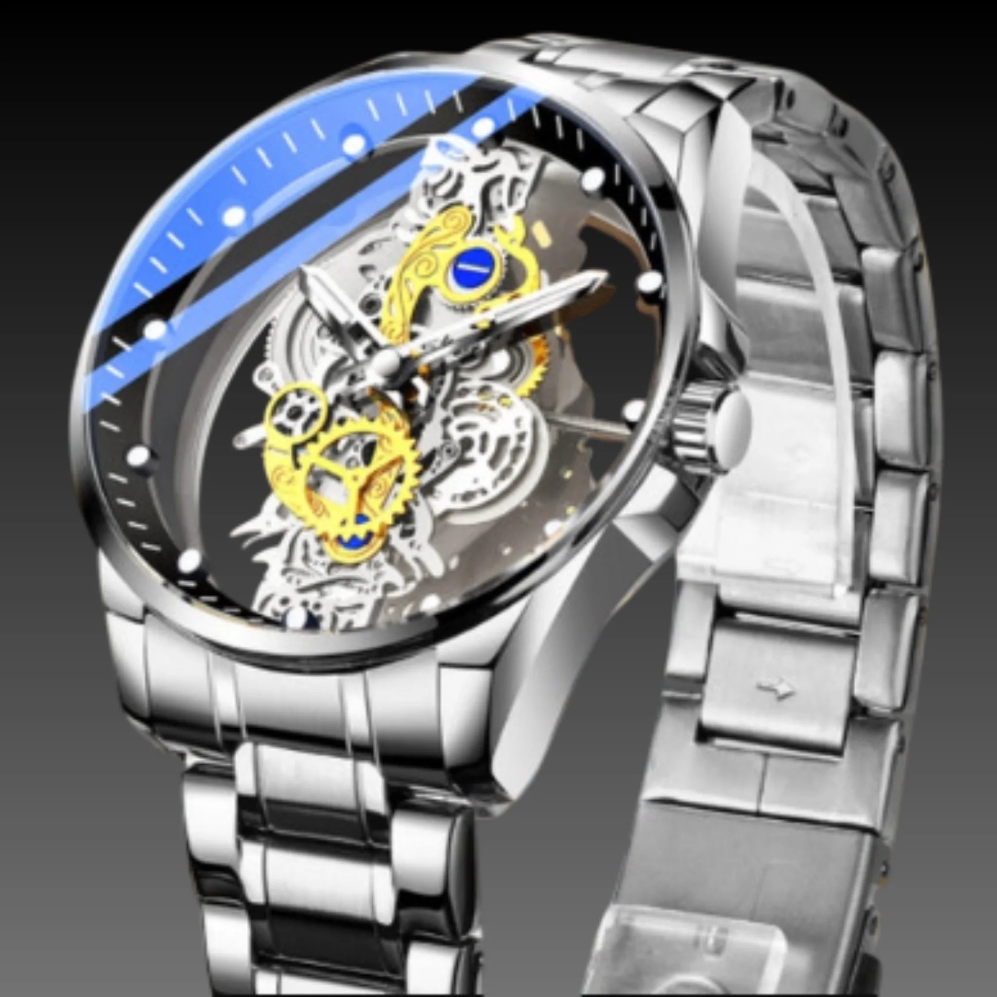 Men Watch Skeleton Automatic Quartz Watch Gold Skeleton Vintage Man Watch Mens Watches Top Brand Luxury