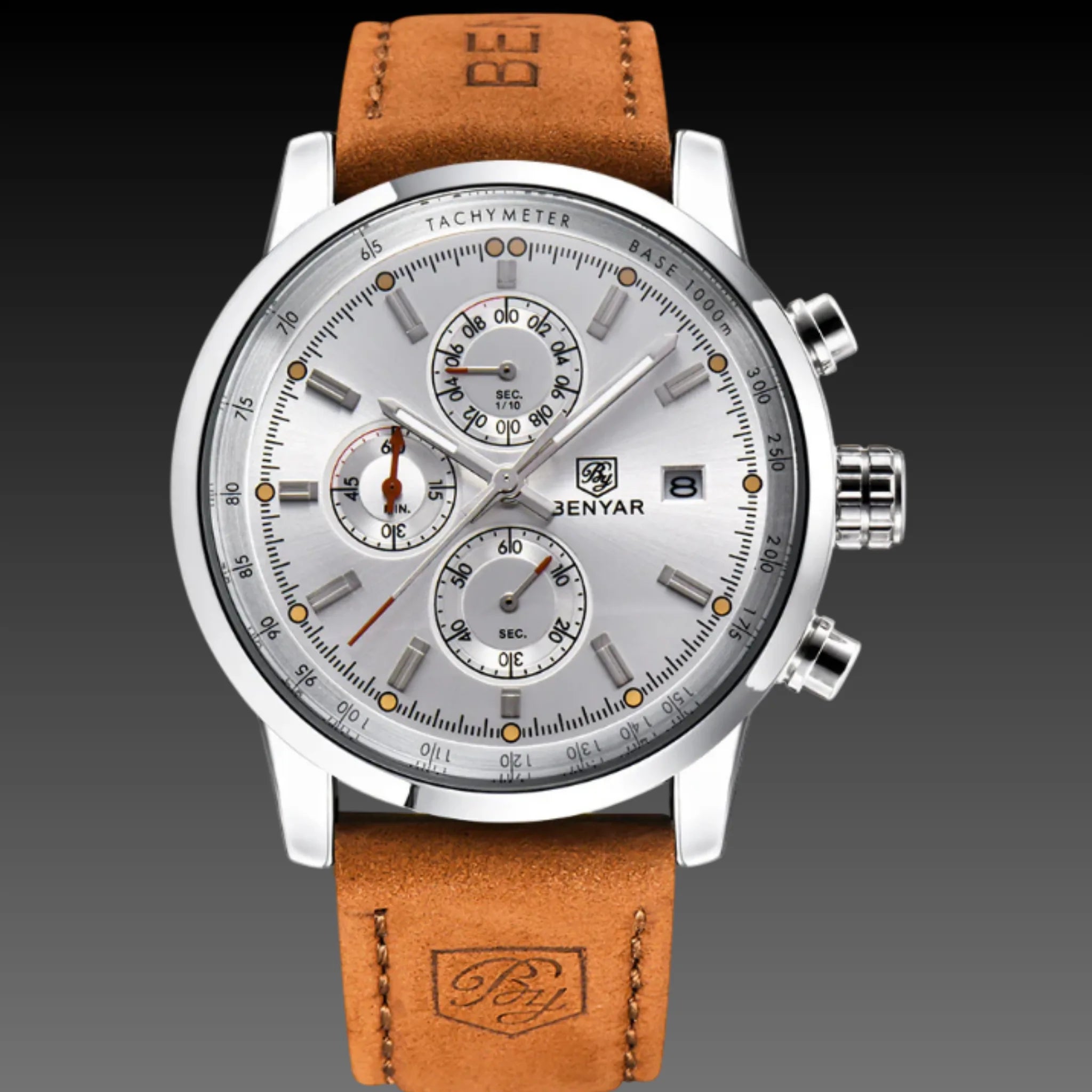 Men's Benyar Chronograph Watch | Luxury Business Quartz | Premium Leather Strap & Date