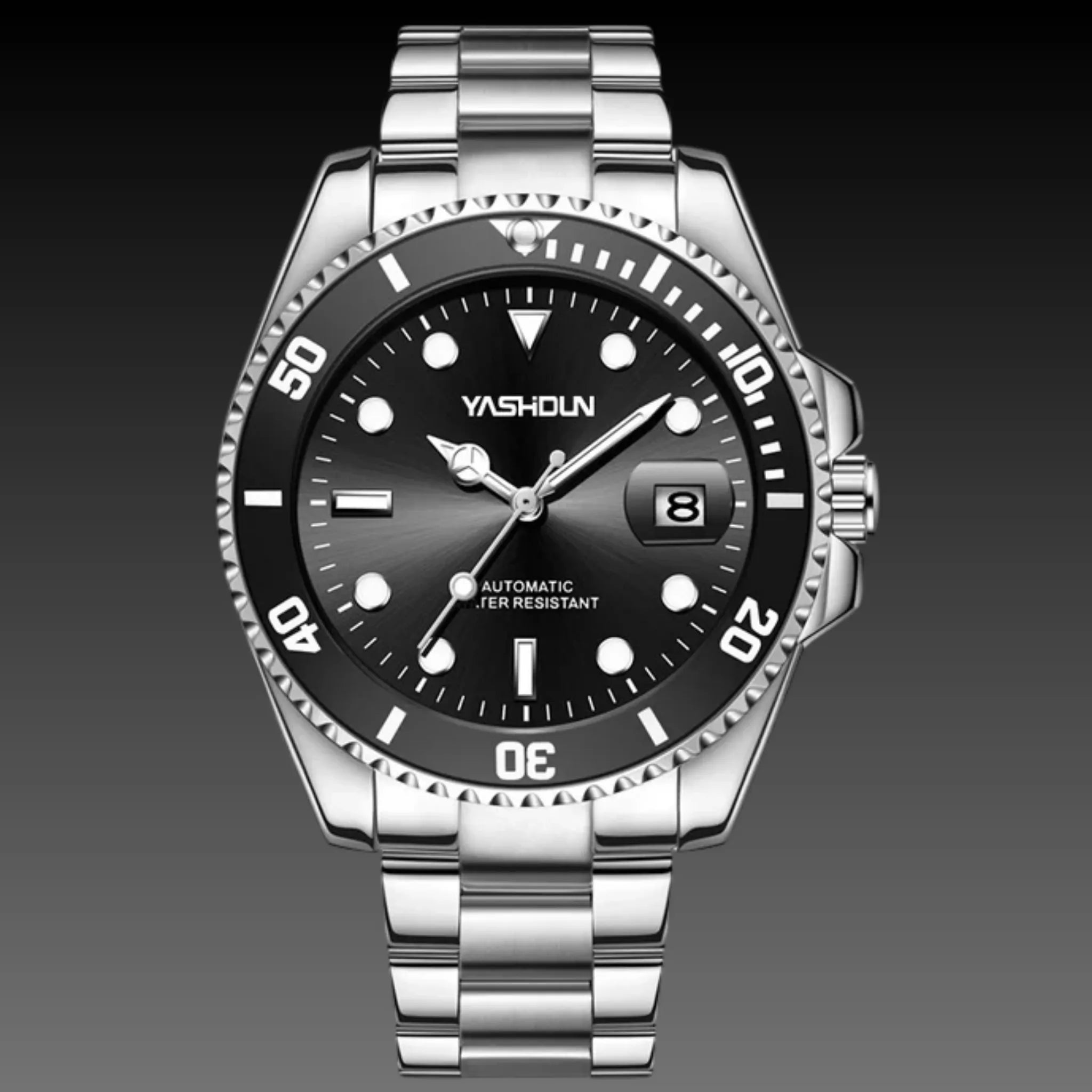 Men's Classic Automatic Dive Style Watch | Blue Sunburst Dial | Stainless Steel Date