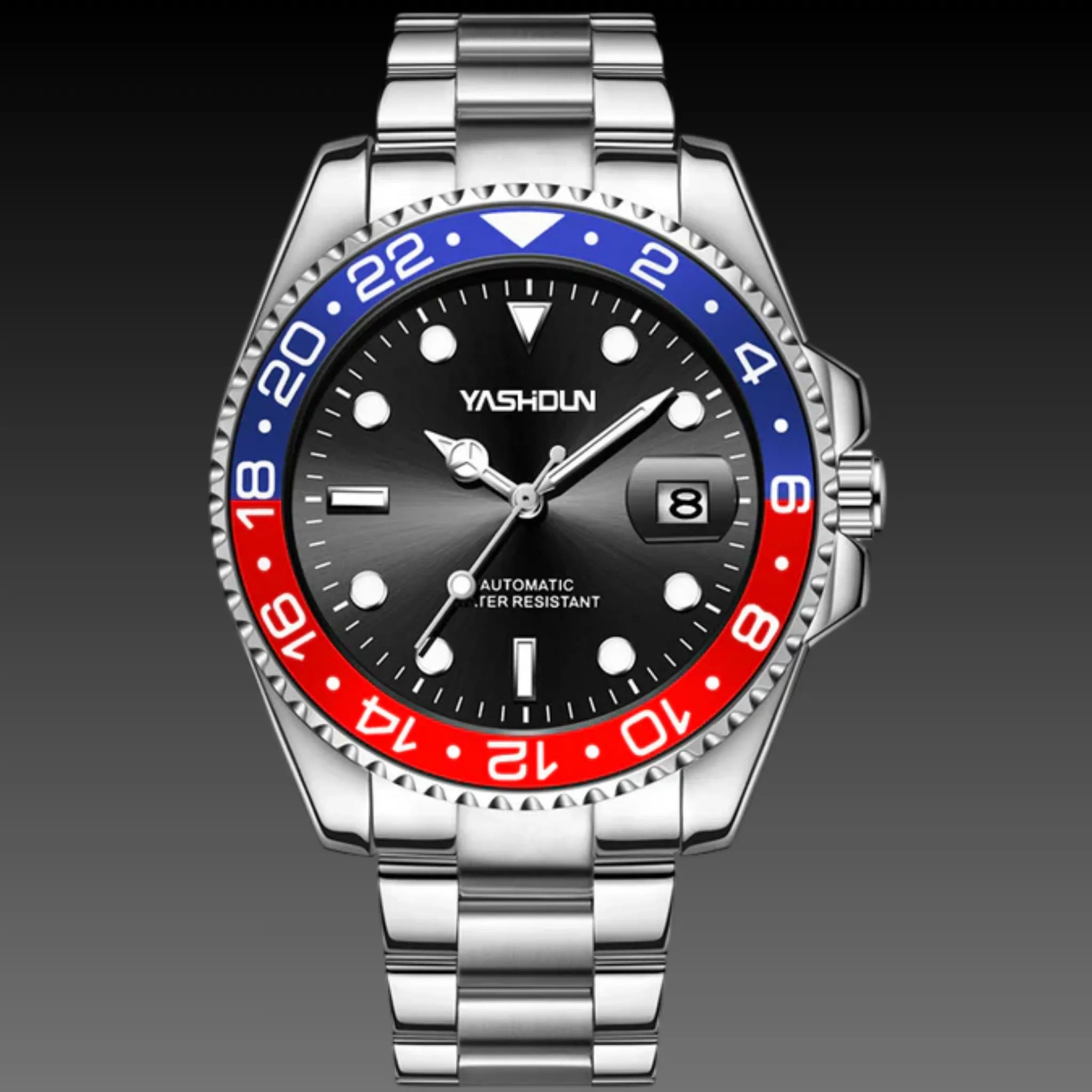 Men's Classic Automatic Dive Style Watch | Blue Sunburst Dial | Stainless Steel Date