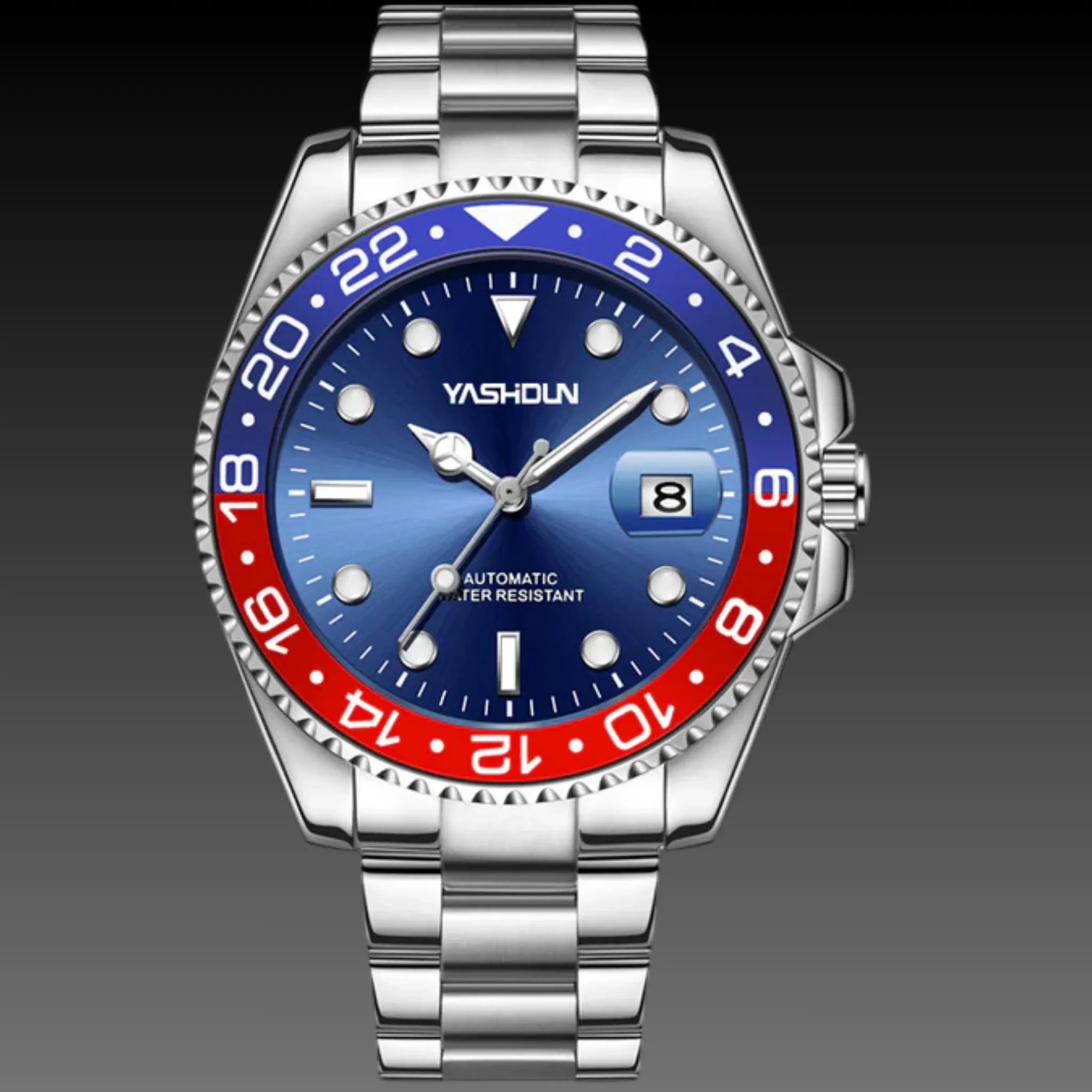 Men's Classic Automatic Dive Style Watch | Blue Sunburst Dial | Stainless Steel Date