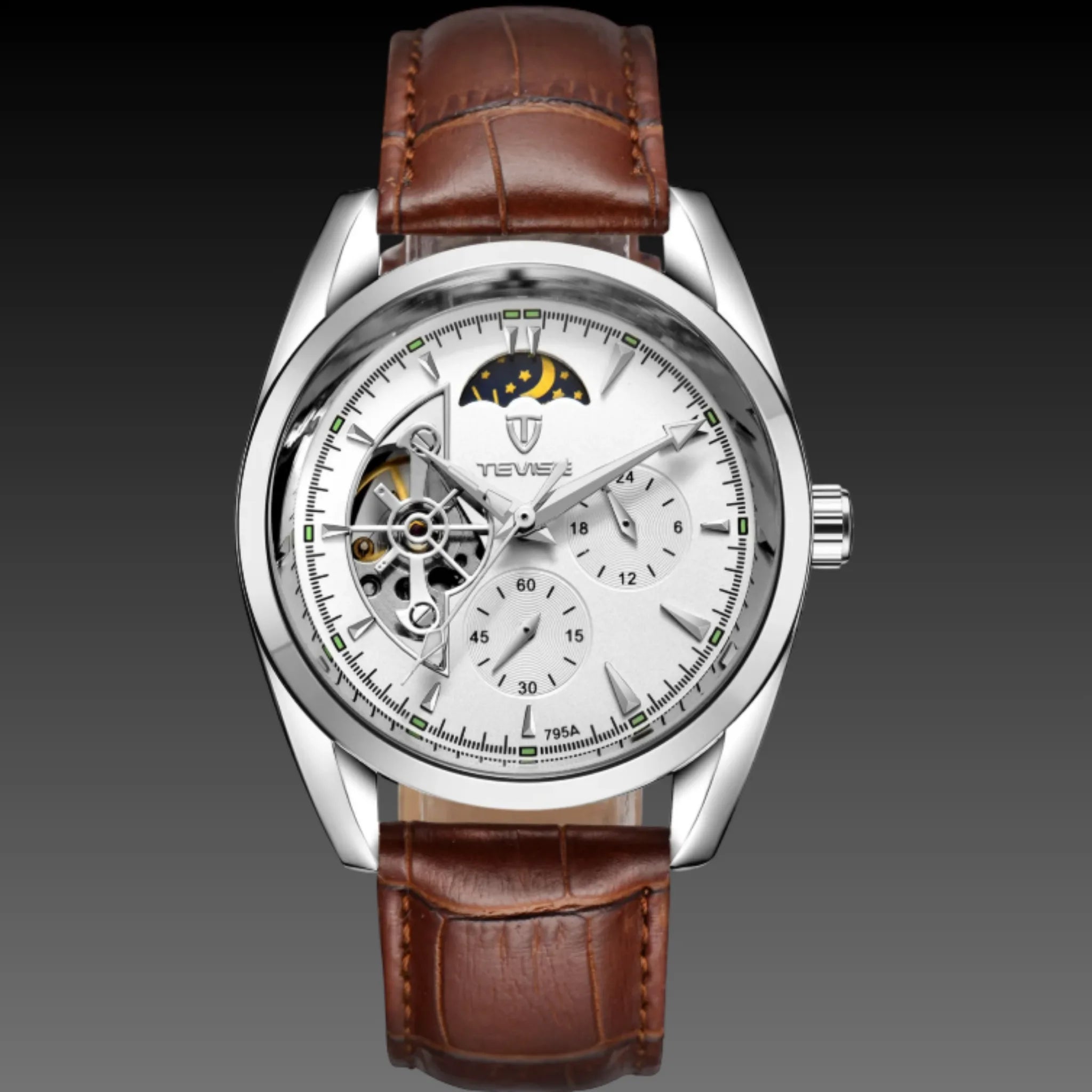 Men's Double Open Heart Automatic Watch | Twin Flywheel Skeleton Dial | Steampunk Mechanical Timepiece