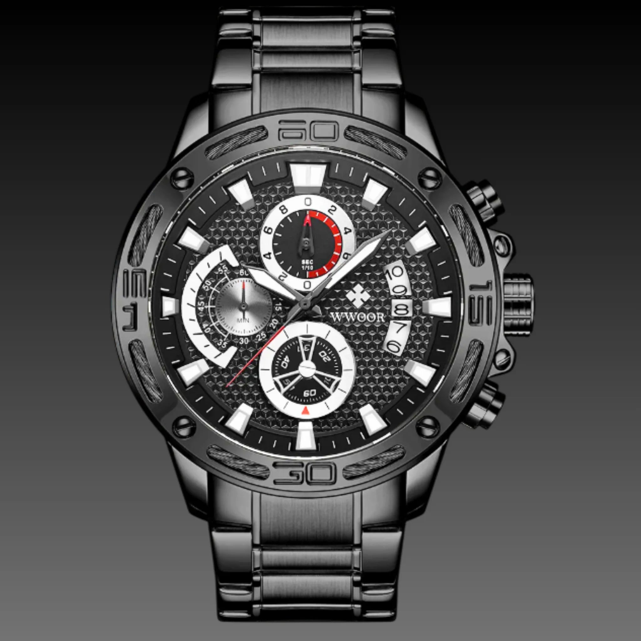 WWOOR Square Gold Chronograph: 45mm Luxury Quartz | 15mm Thick | Date Display