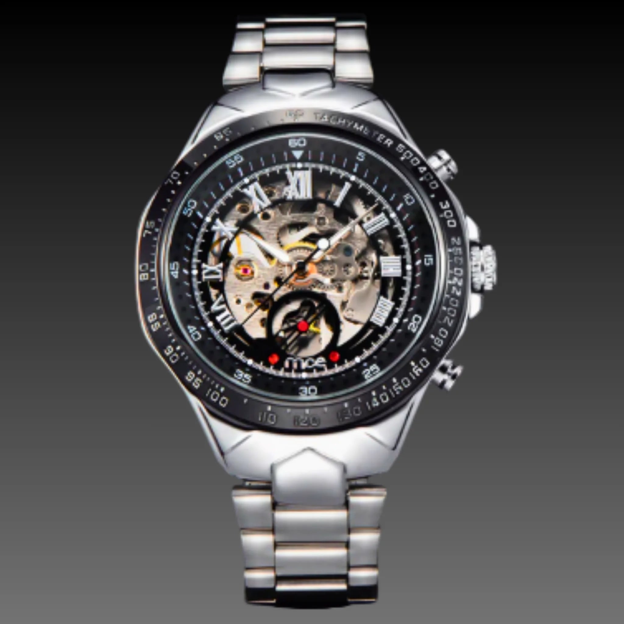 Men's Gold Steampunk Skeleton Watch | Automatic Mechanical | Stainless Steel Bracelet