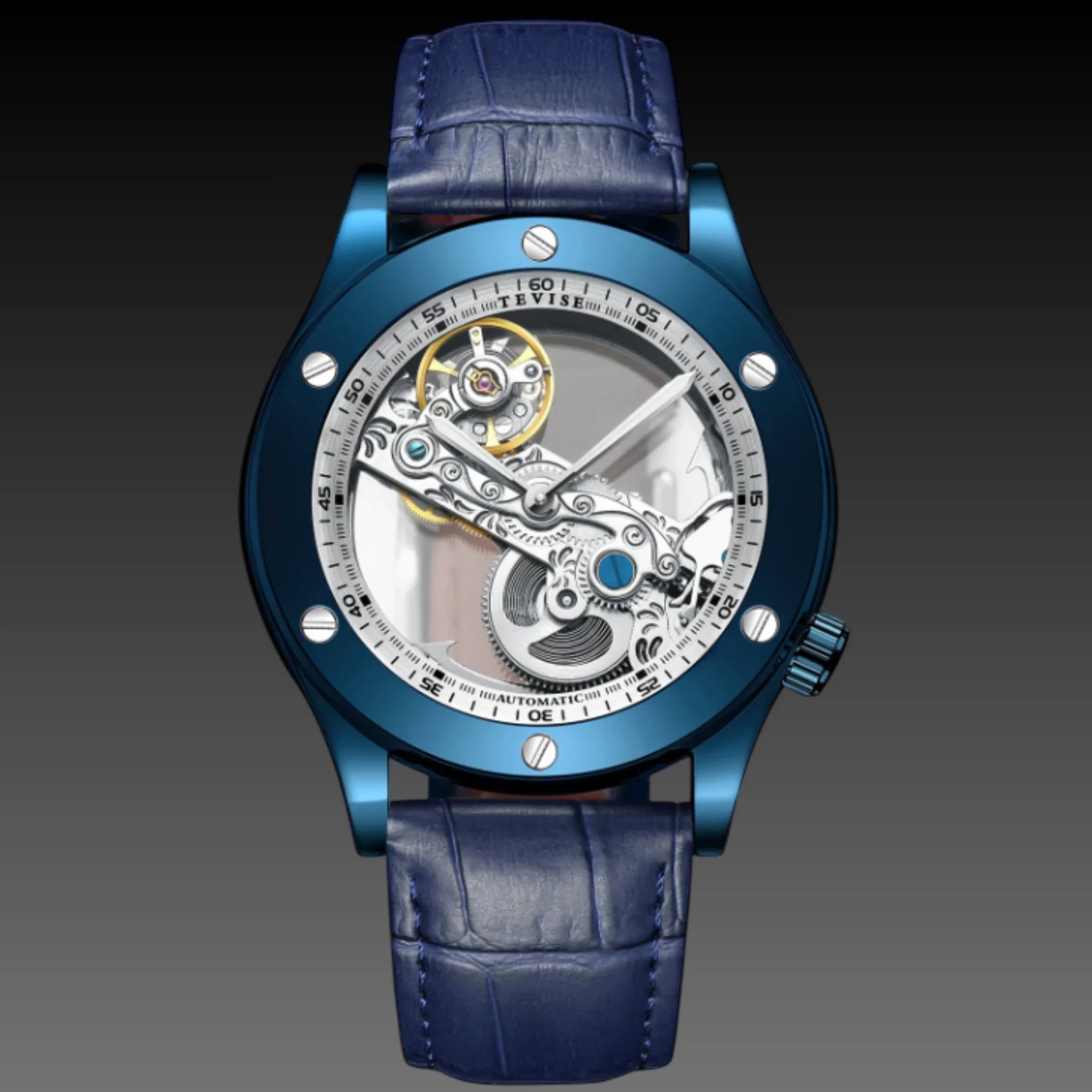 Men's Luxury Open Heart Automatic Watch | 43mm Skeleton Dial | Premium Leather Strap