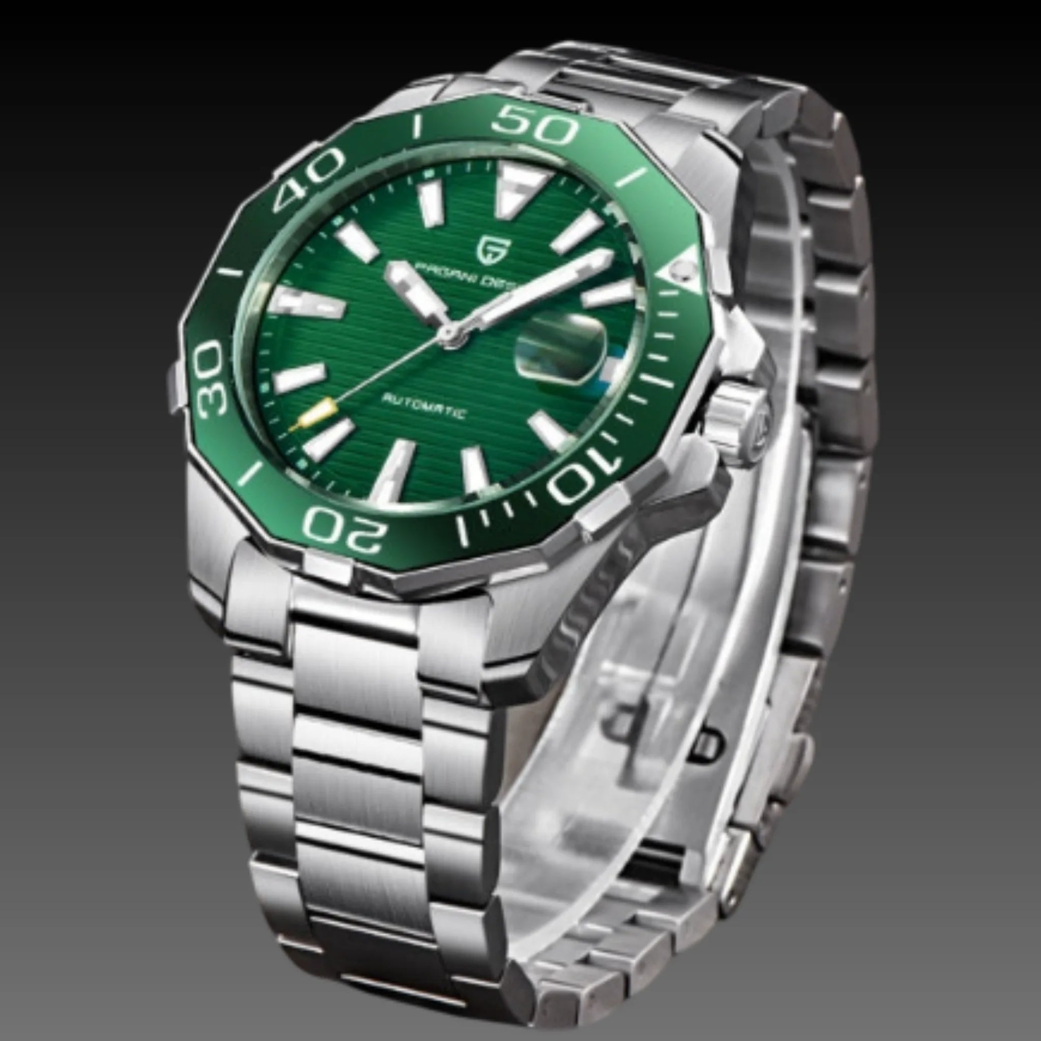 Men's 47mm Luxury Sport Automatic Watch: Textured Teak Dial | Rotating Bezel