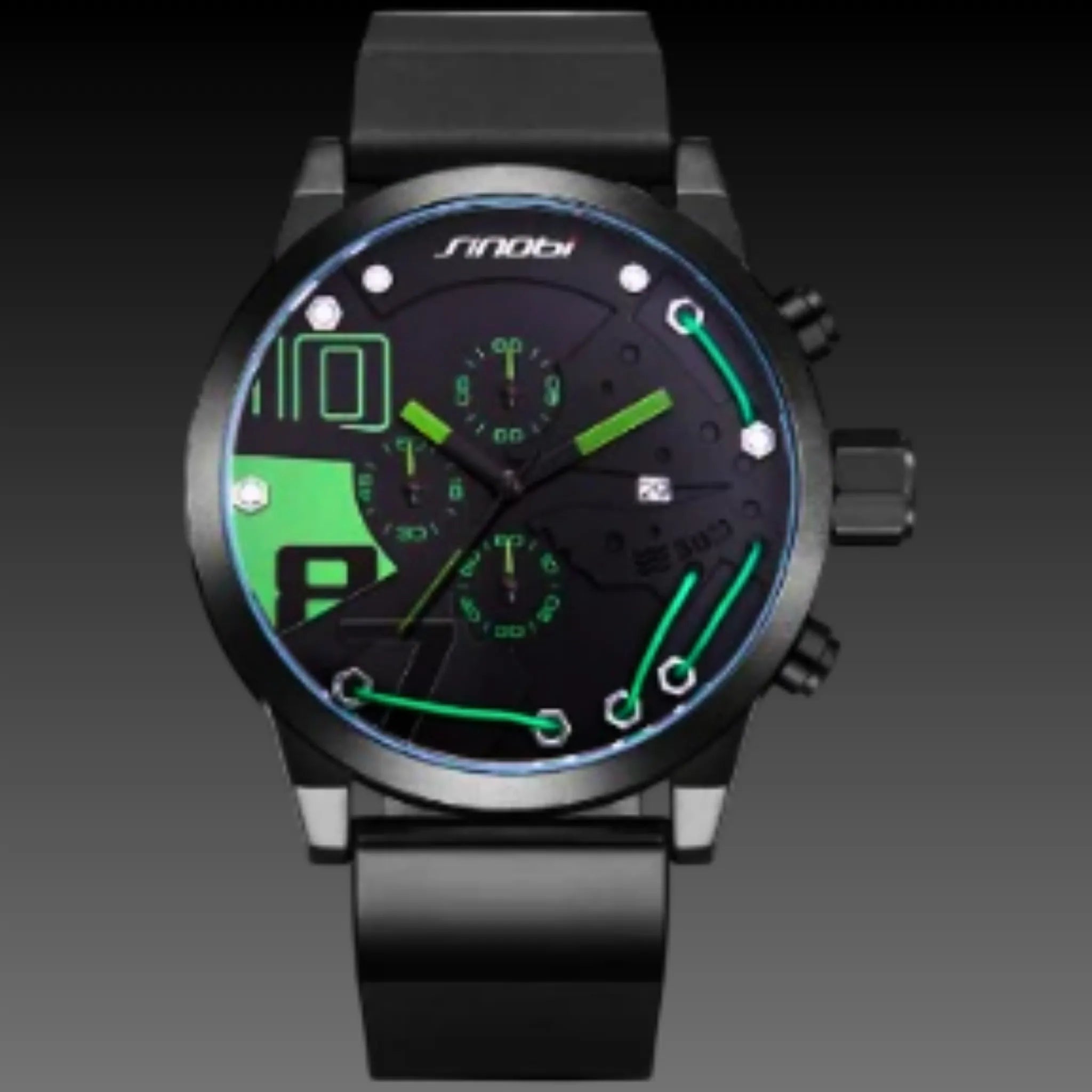 Men's Oversized Sport Chronograph | 50mm Big Face | Wide Silicone Strap