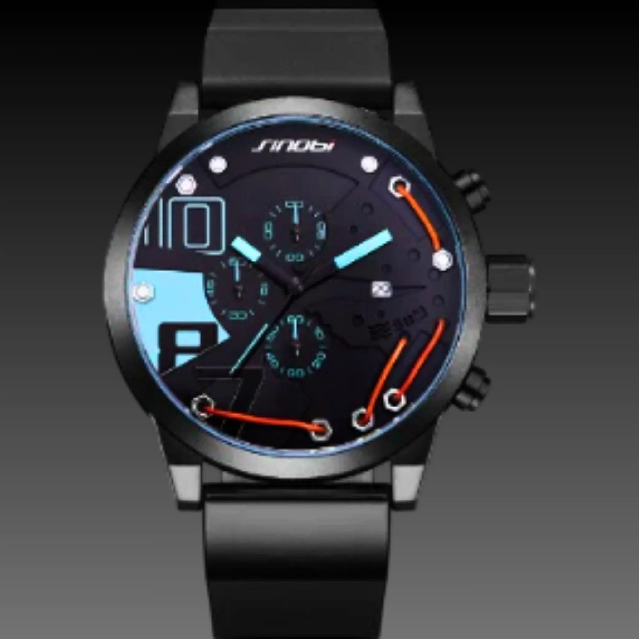 Men's 50mm Oversized Chronograph: Wide Silicone Strap | Big Face Sport Watch