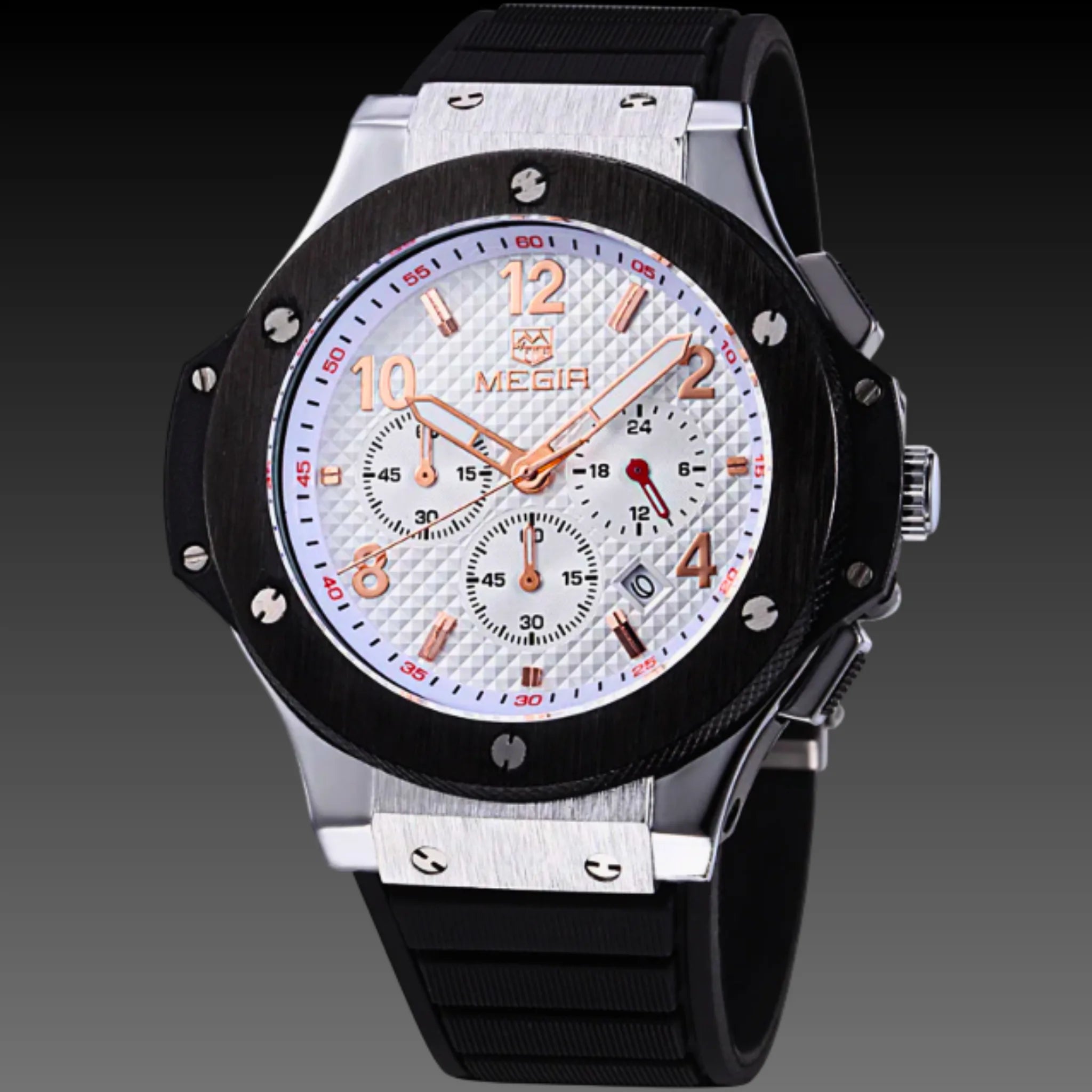 Men's 35mm Tactical Sport Chronograph: 17mm Thick | Silicone Strap