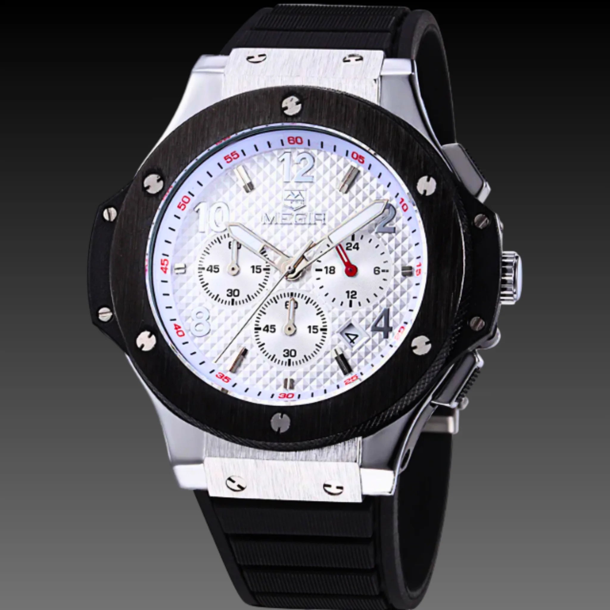Men's 35mm Tactical Sport Chronograph: 17mm Thick | Silicone Strap