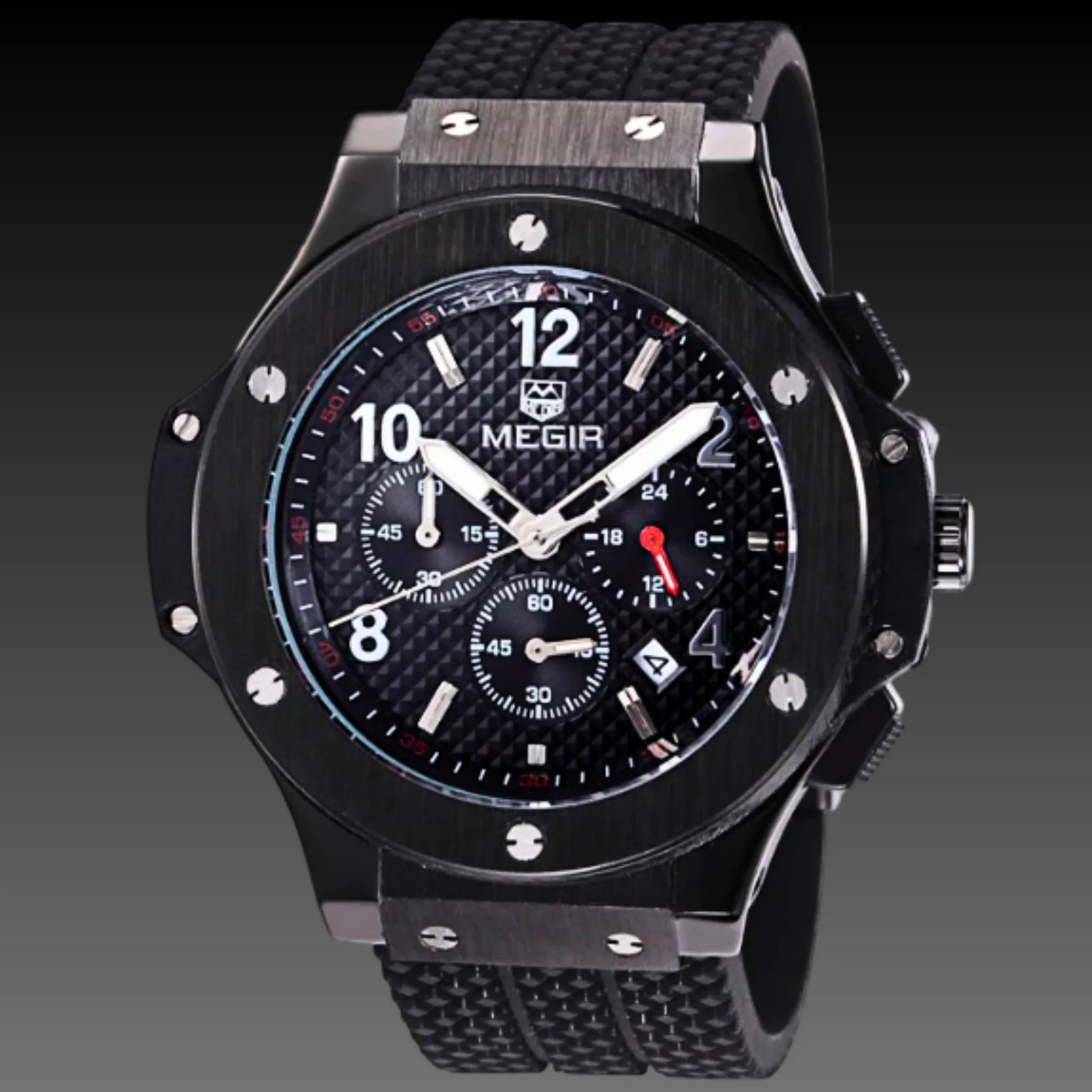 Men's 35mm Tactical Sport Chronograph: 17mm Thick | Silicone Strap