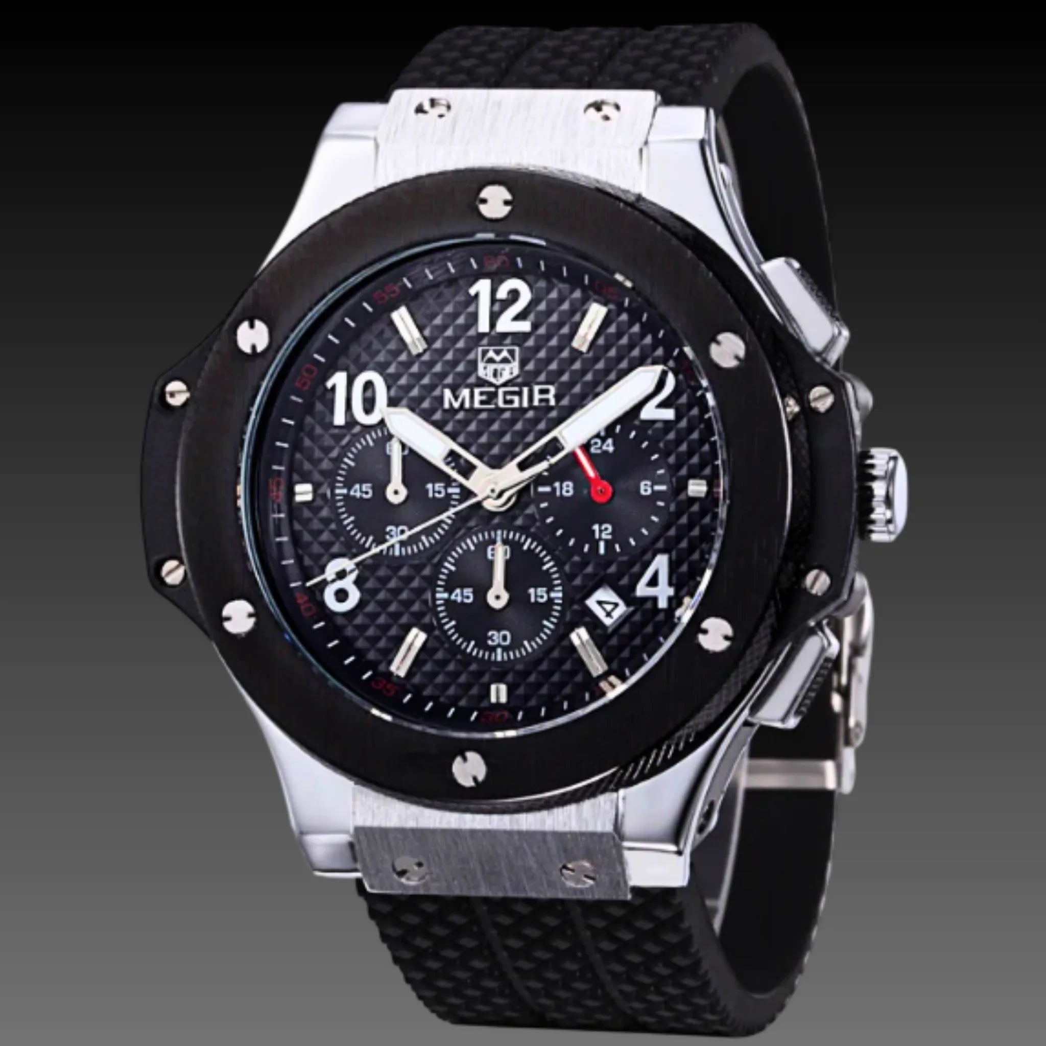Men's 35mm Tactical Sport Chronograph: 17mm Thick | Silicone Strap