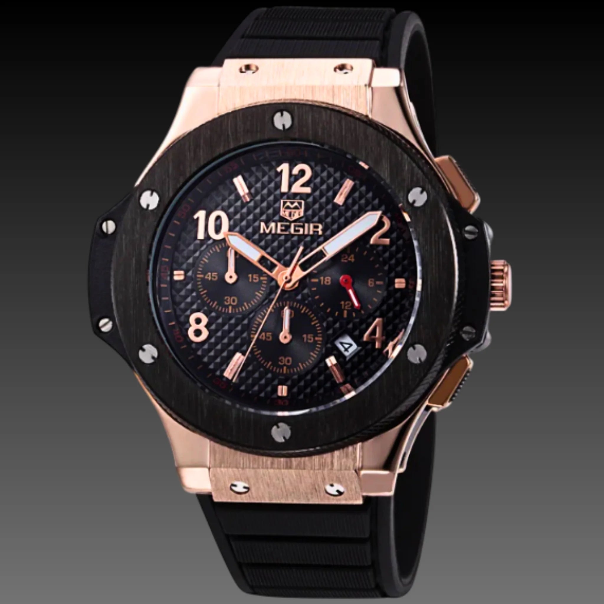Men's 35mm Tactical Sport Chronograph: 17mm Thick | Silicone Strap